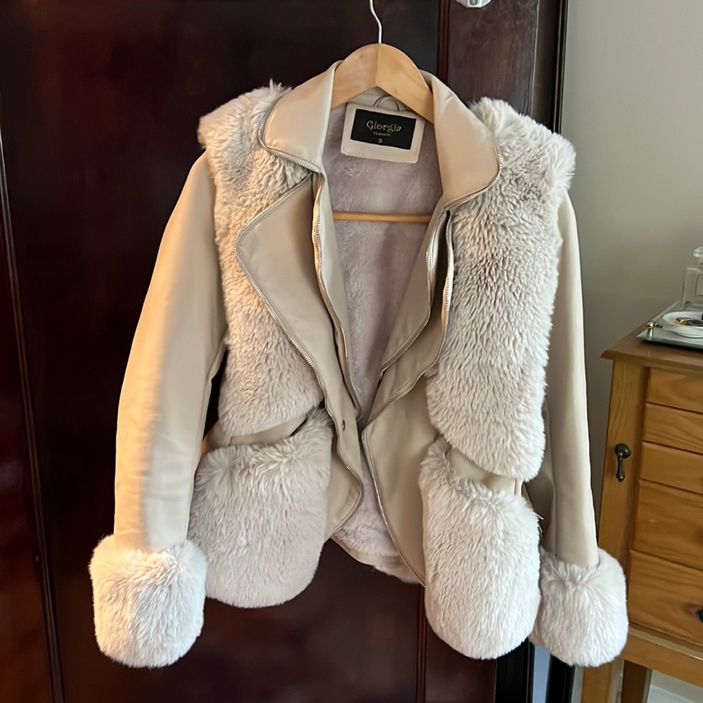 Giorgia Faux Fur and Leather Coat